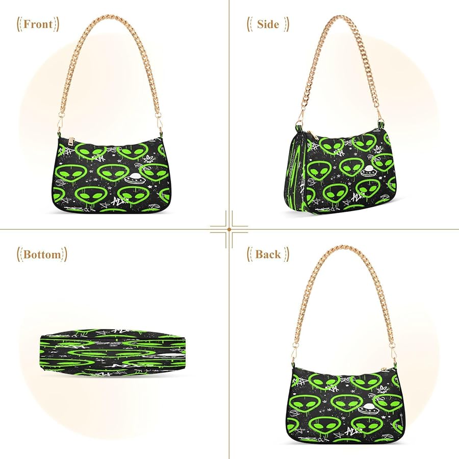 Amazon.com: Alien Neon Head Ufo Womens Shoulder Bag for